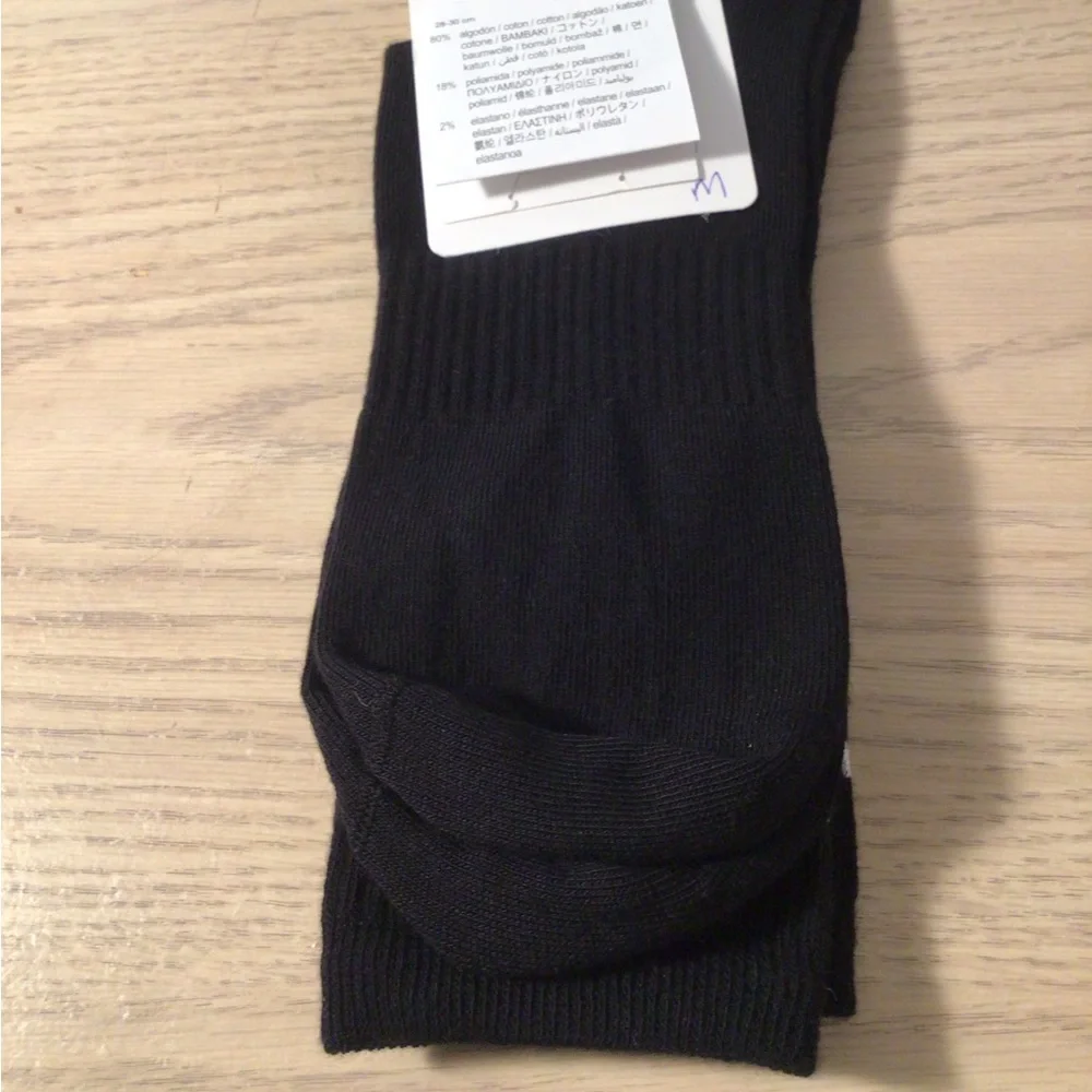 Zara Black Crew Socks with White Stripes